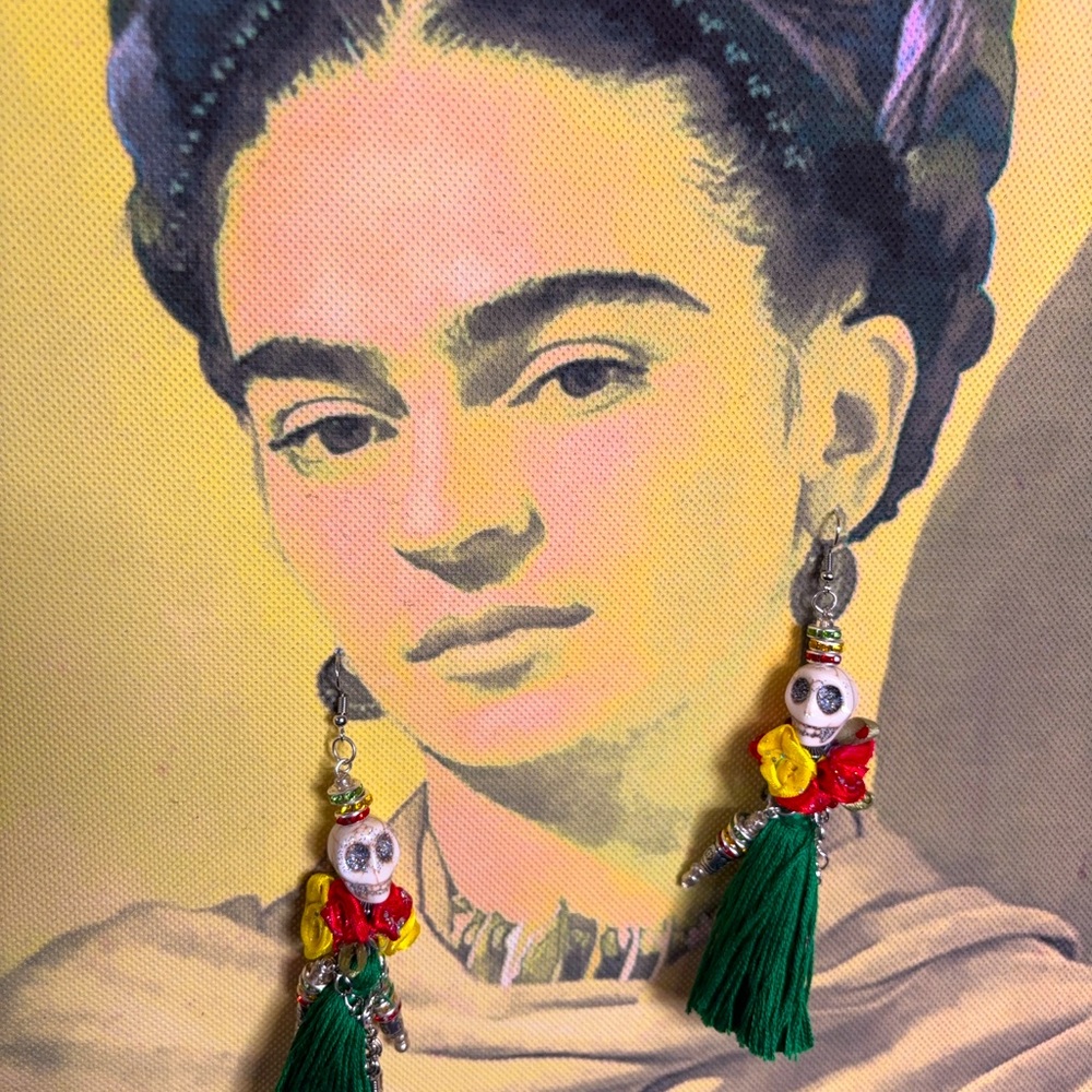 Colorful Skull Tassel Earrings